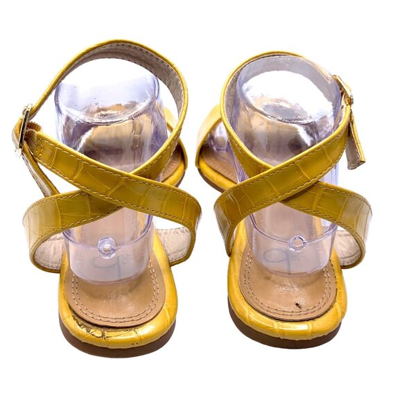 Yellow Bks Dallis Sandals Size 8 Buckle Straps Croc-Embossed Ankle Wrap Resort - Picture 3 of 10
